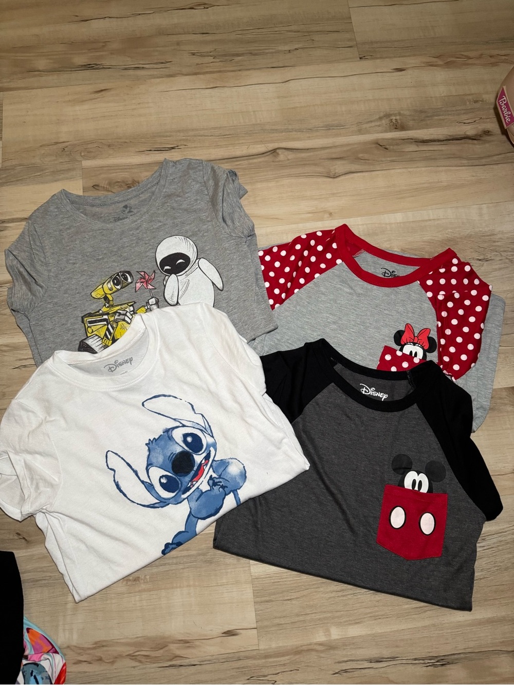 Disney Graphic Tee Set - Gray, White, Red & Black